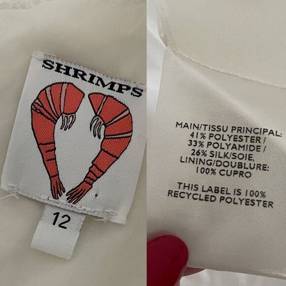 SHRIMPS Floral Jacquard Babydoll Silk Blend Mini Dress in White Size UK 12/ US 8 - Picture 13 of 15